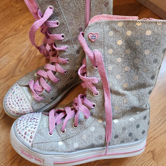 Skechers 'Twinkle Toes' Tall Hi-top Kids Sneakers - Picture 1 of 7